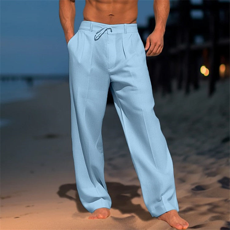 Men's Drawstring Wide Leg Trousers