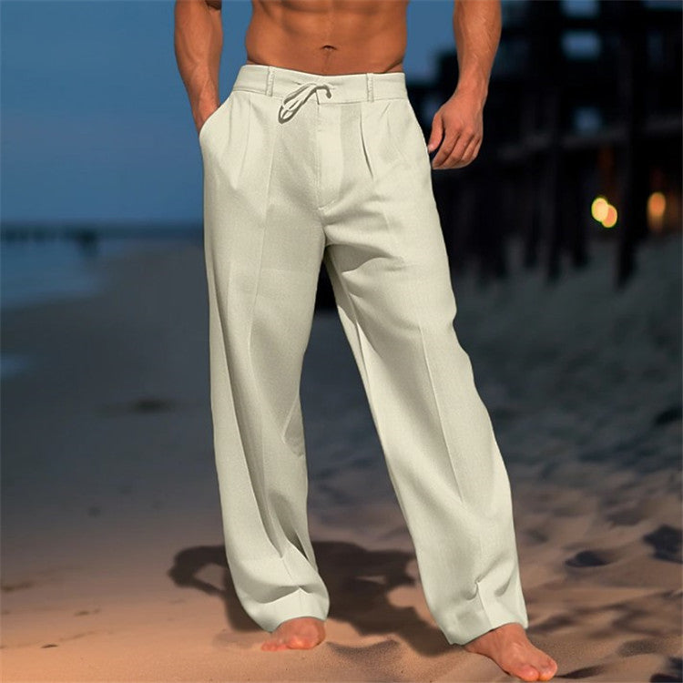 Men's Drawstring Wide Leg Trousers