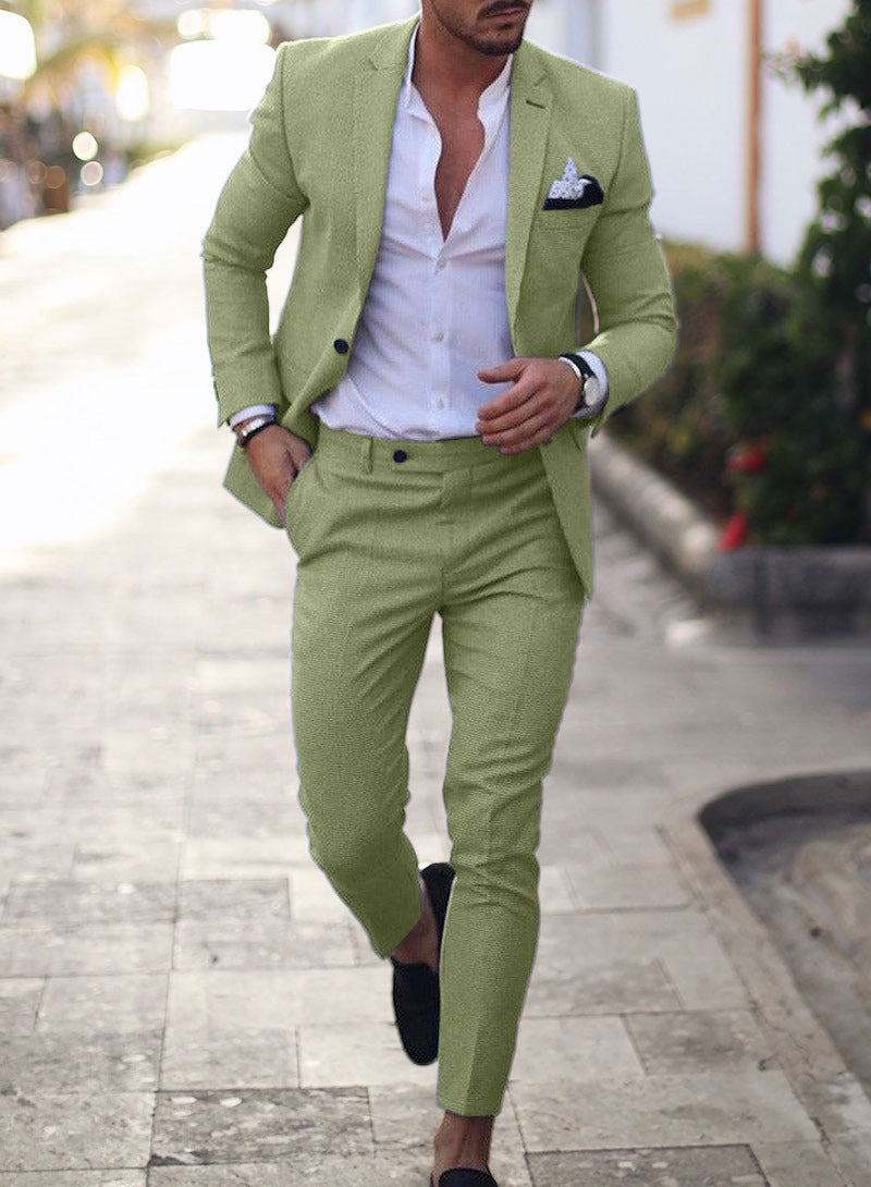 Men's Suit Slim Fit Two-Piece Blazer & Trousers Tailored Formal Wedding Business Occasion Elegant Classic Harrington