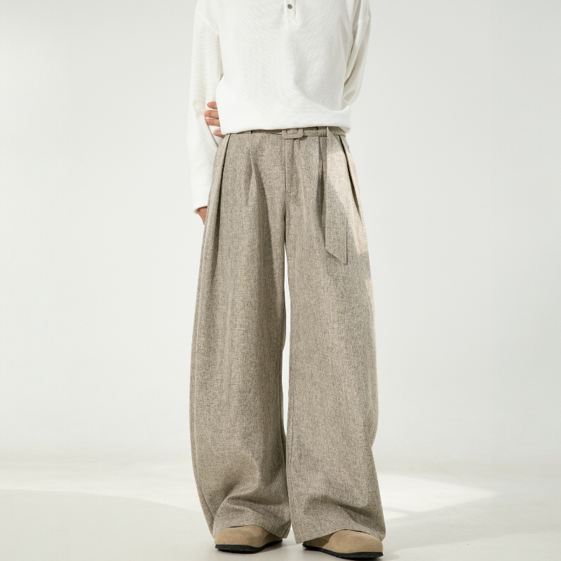 Men's Wide Leg Belted Trousers