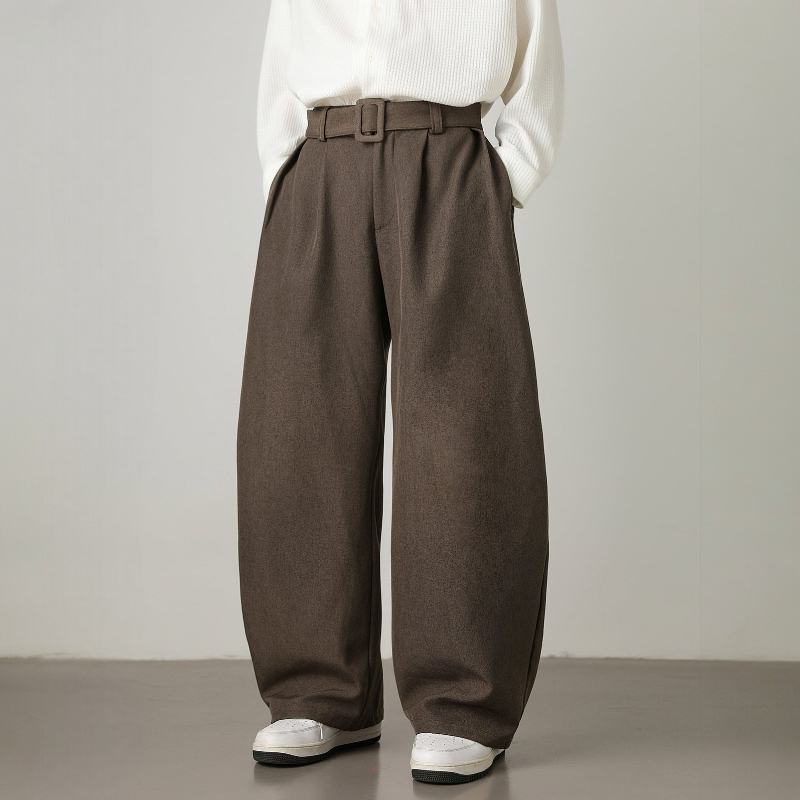 Men's Wide Leg Belted Trousers