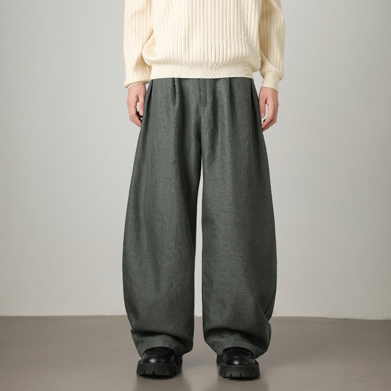 Men's Wide Leg Belted Trousers
