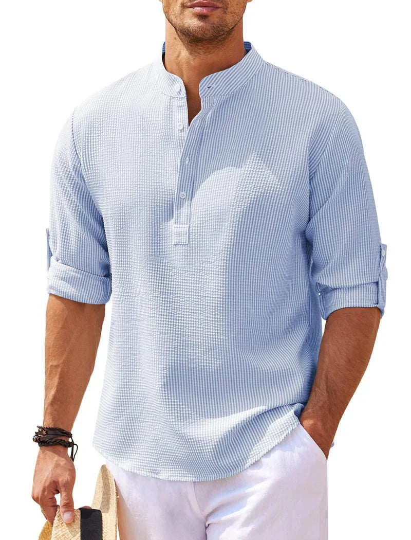 Men's Elegant Henley Fashion Shirt | 3/4 Sleeve