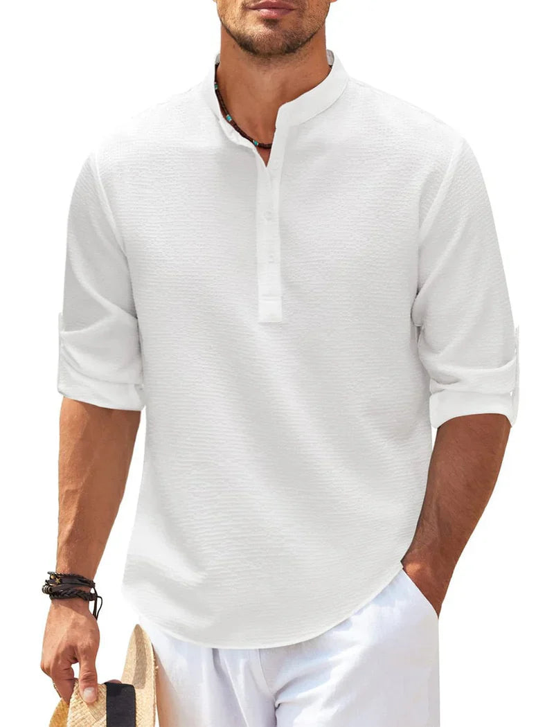 Men's Elegant Henley Fashion Shirt | 3/4 Sleeve