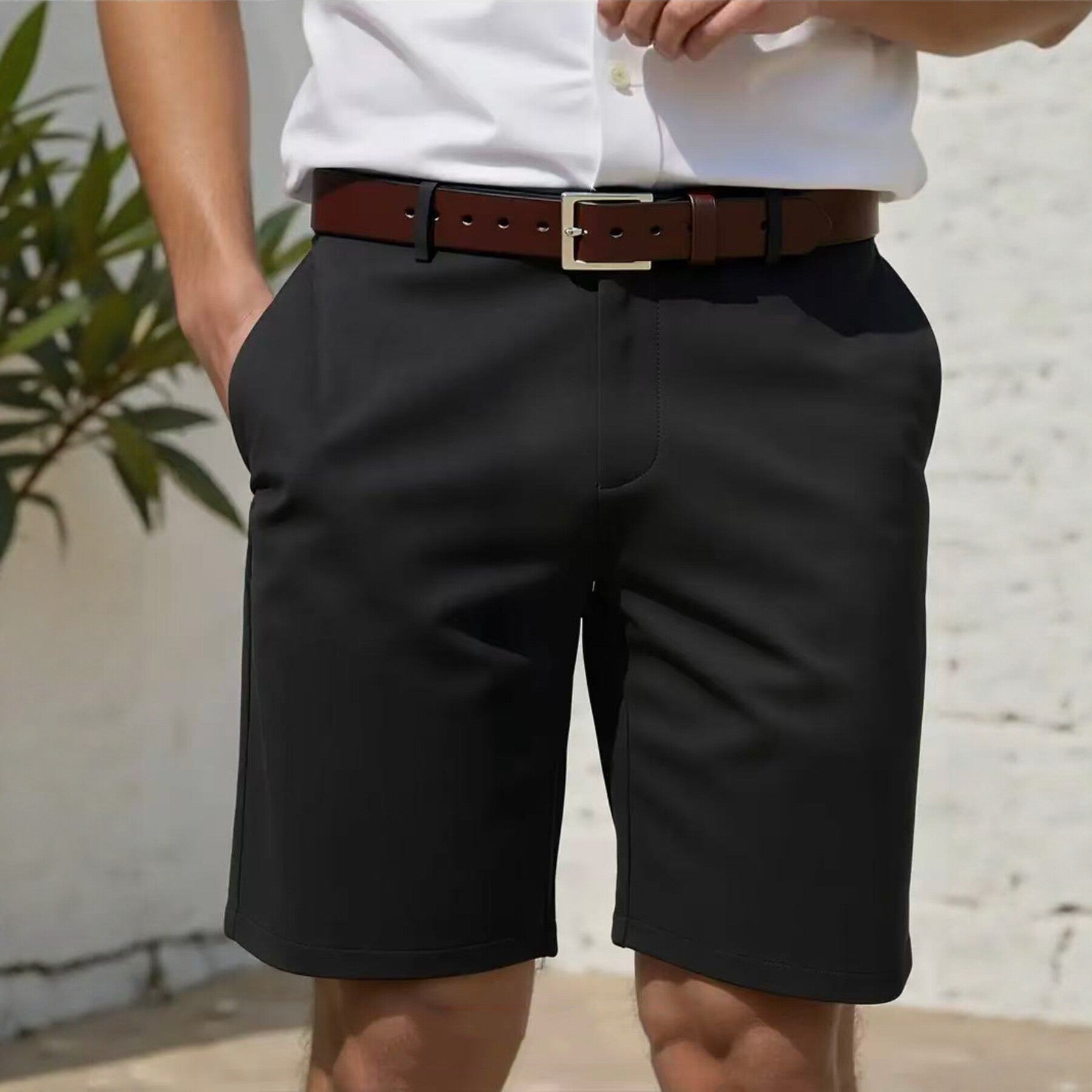 Men's Tailored Shorts Slim Fit Smart Casual Attire Versatile Everyday Wear