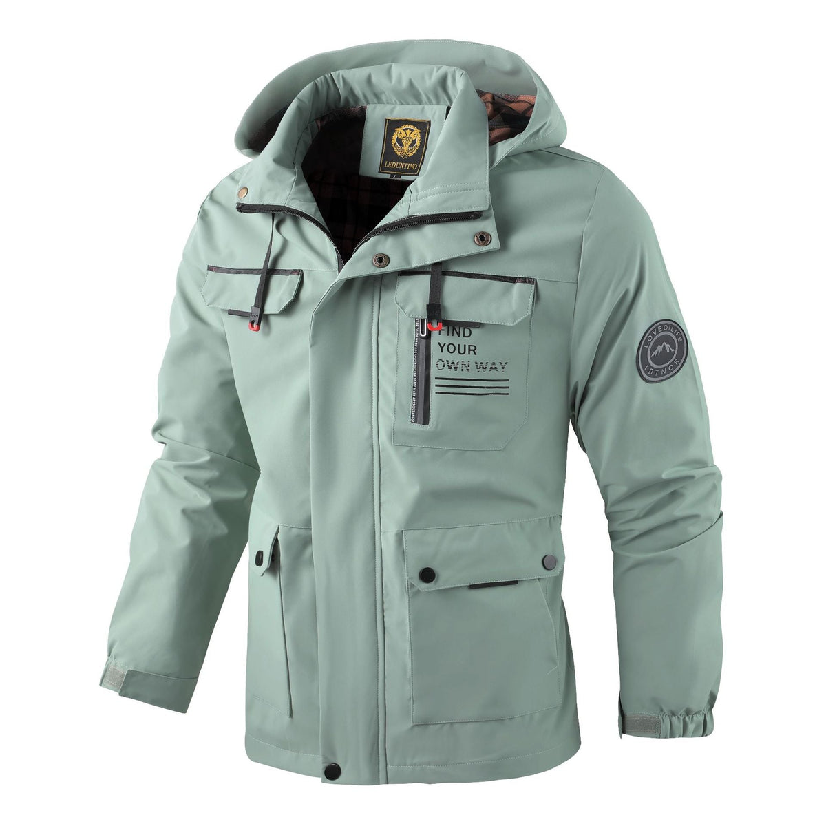 Men's Flared Hooded Jacket Casual Fit Long Sleeve Zippered Outdoor Wear