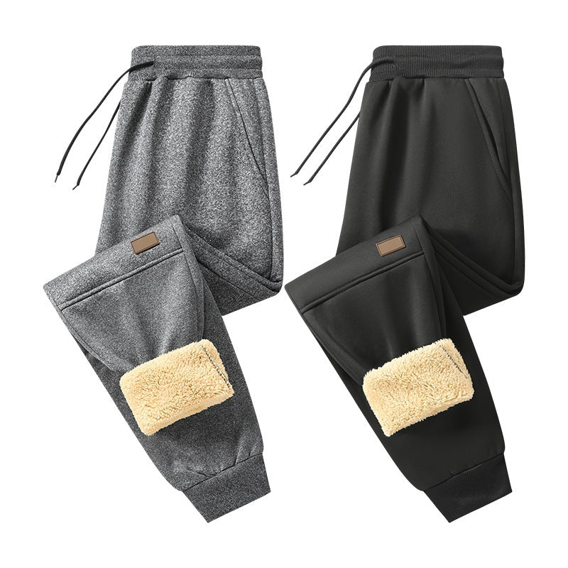 Men's Fleece-Lined Jogging Trousers Drawstring Waist Relaxed Fit Casual Wear