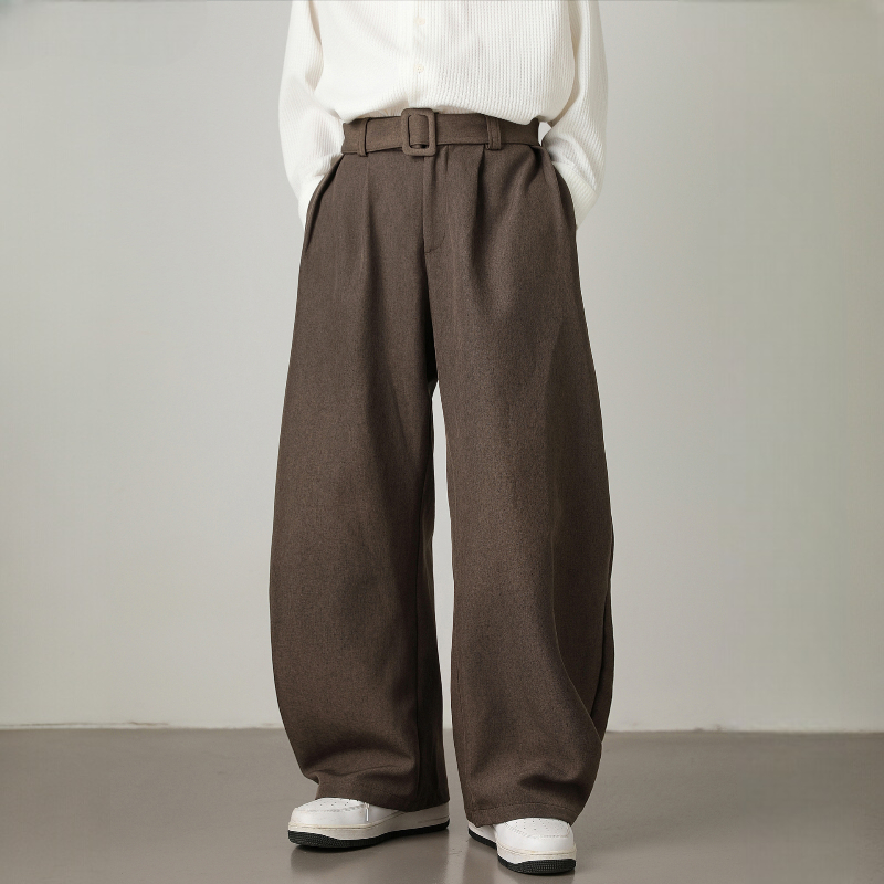 Men's Wide Leg Belted Trousers
