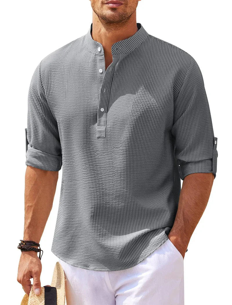 Men's Elegant Henley Fashion Shirt | 3/4 Sleeve