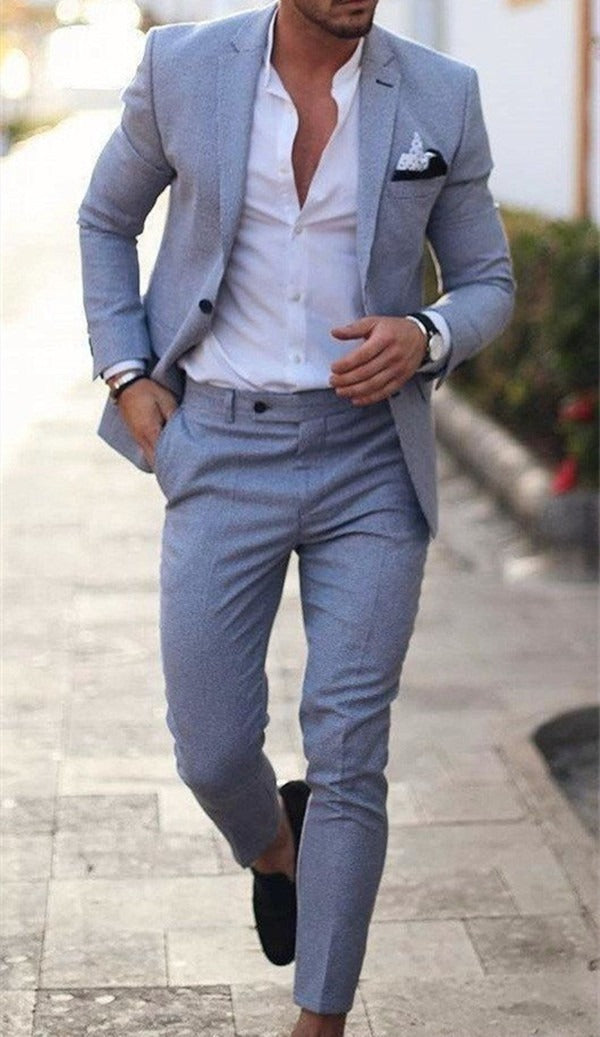 Men's Suit Slim Fit Two-Piece Blazer & Trousers Tailored Formal Wedding Business Occasion Elegant Classic Harrington