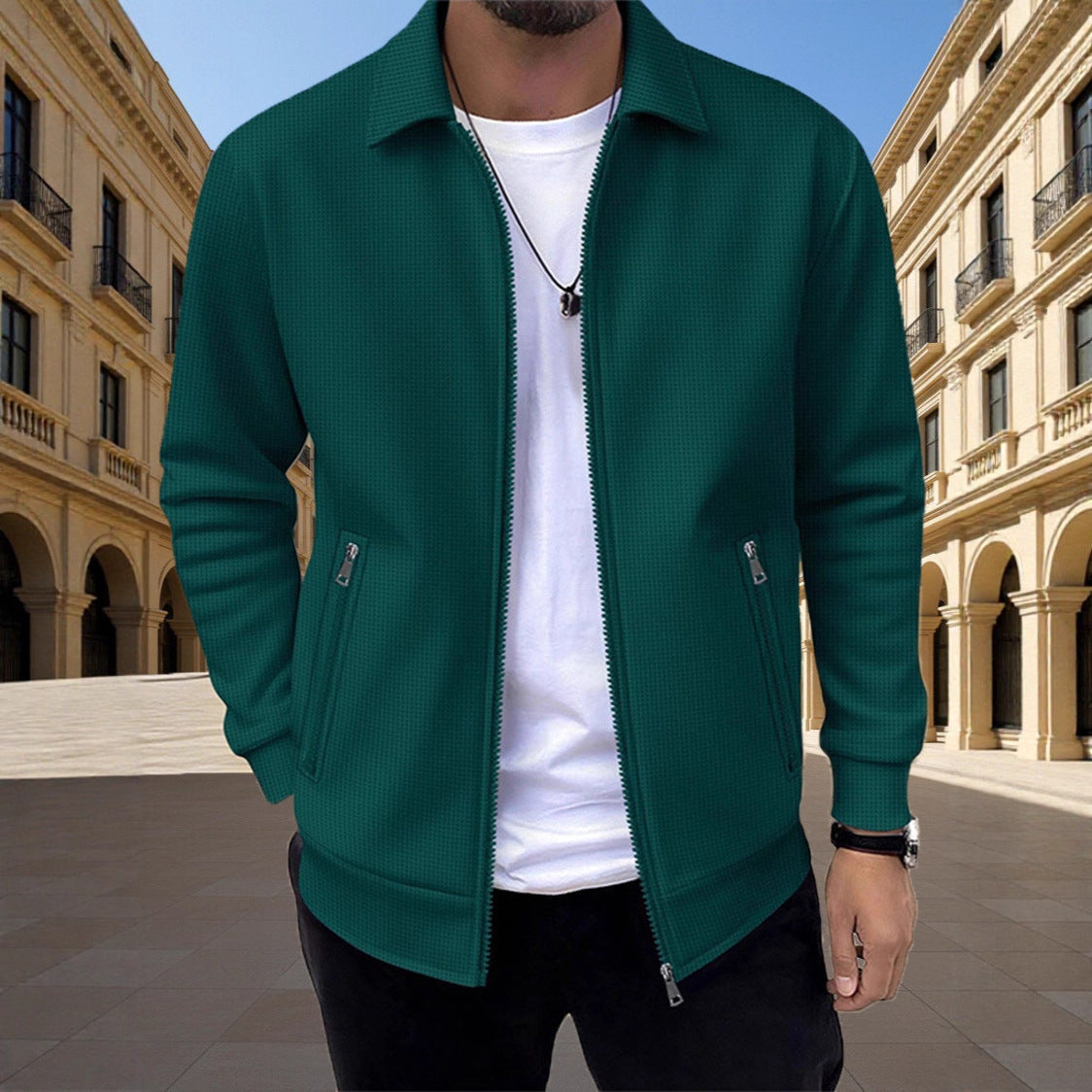 Men's Textured Zip Vest Casual Fit Layered Style Versatile Everyday Wear