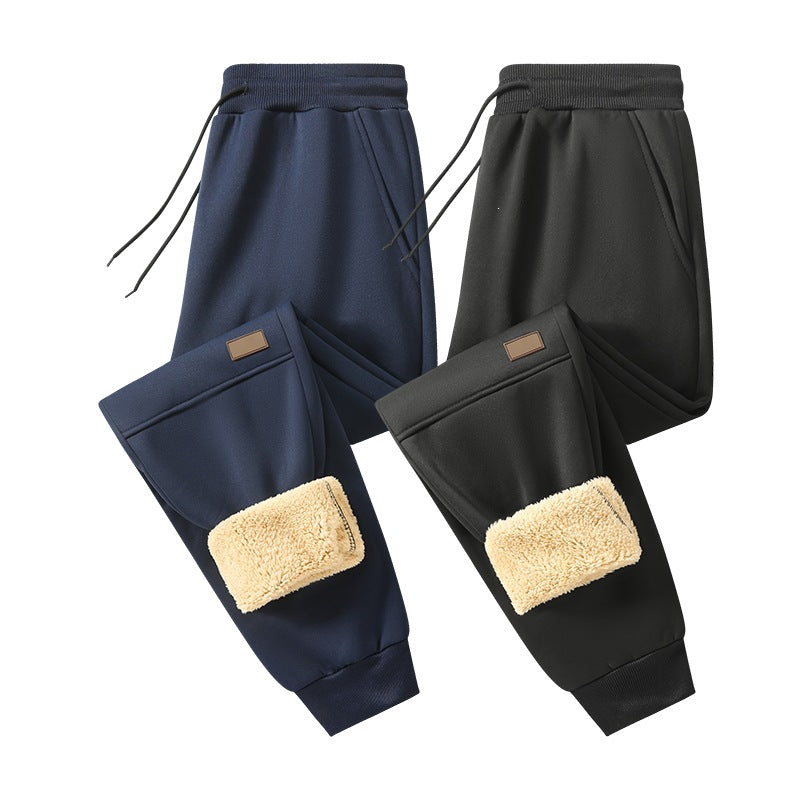 Men's Fleece-Lined Jogging Trousers Drawstring Waist Relaxed Fit Casual Wear
