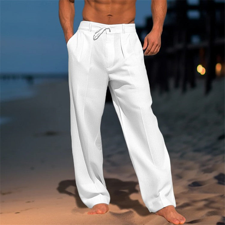 Men's Drawstring Wide Leg Trousers