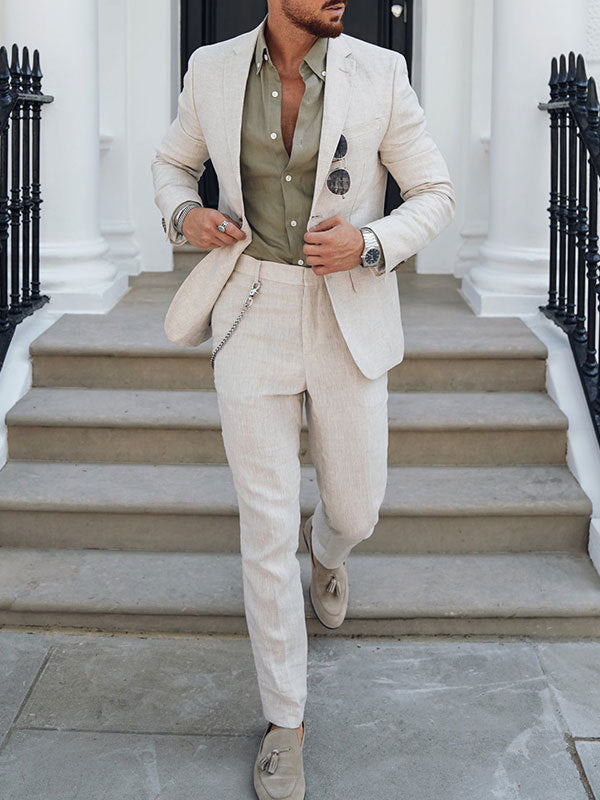 Men's Suit Slim Fit Two-Piece Blazer & Trousers Tailored Formal Wedding Business Occasion Elegant Classic Harrington
