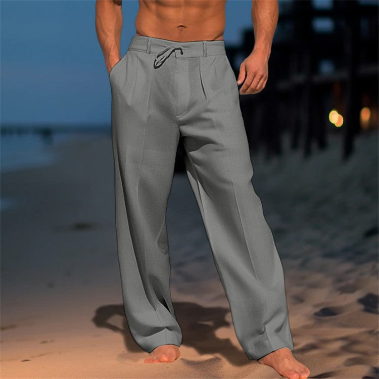 Men's Drawstring Wide Leg Trousers