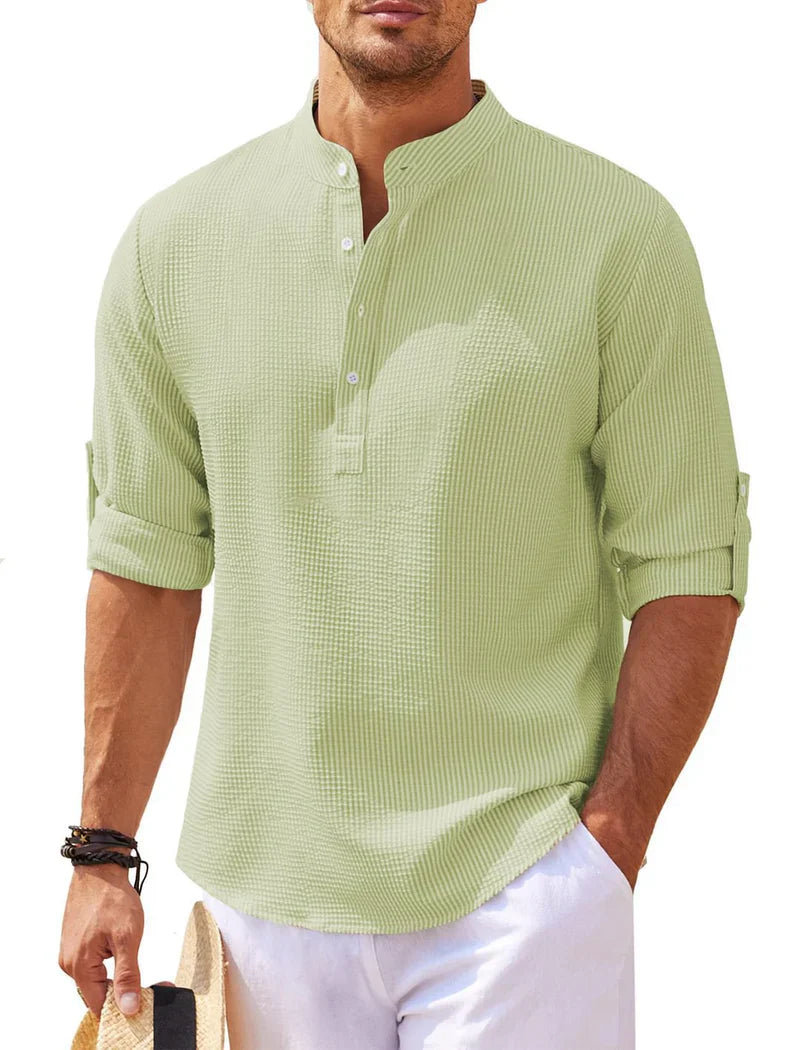Men's Elegant Henley Fashion Shirt | 3/4 Sleeve