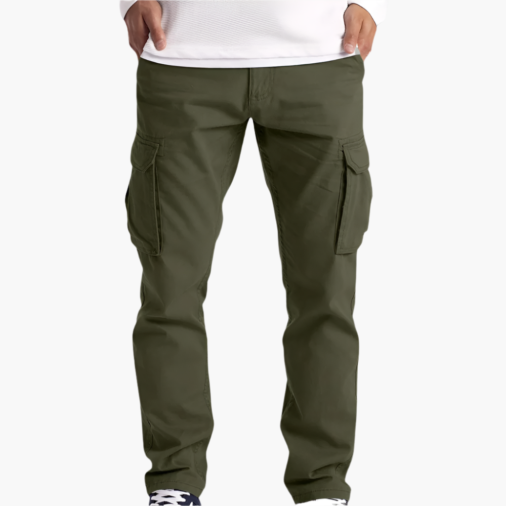 Men's Cargo Trousers Adjustable Waist Relaxed Fit Multi-Pocket Utility