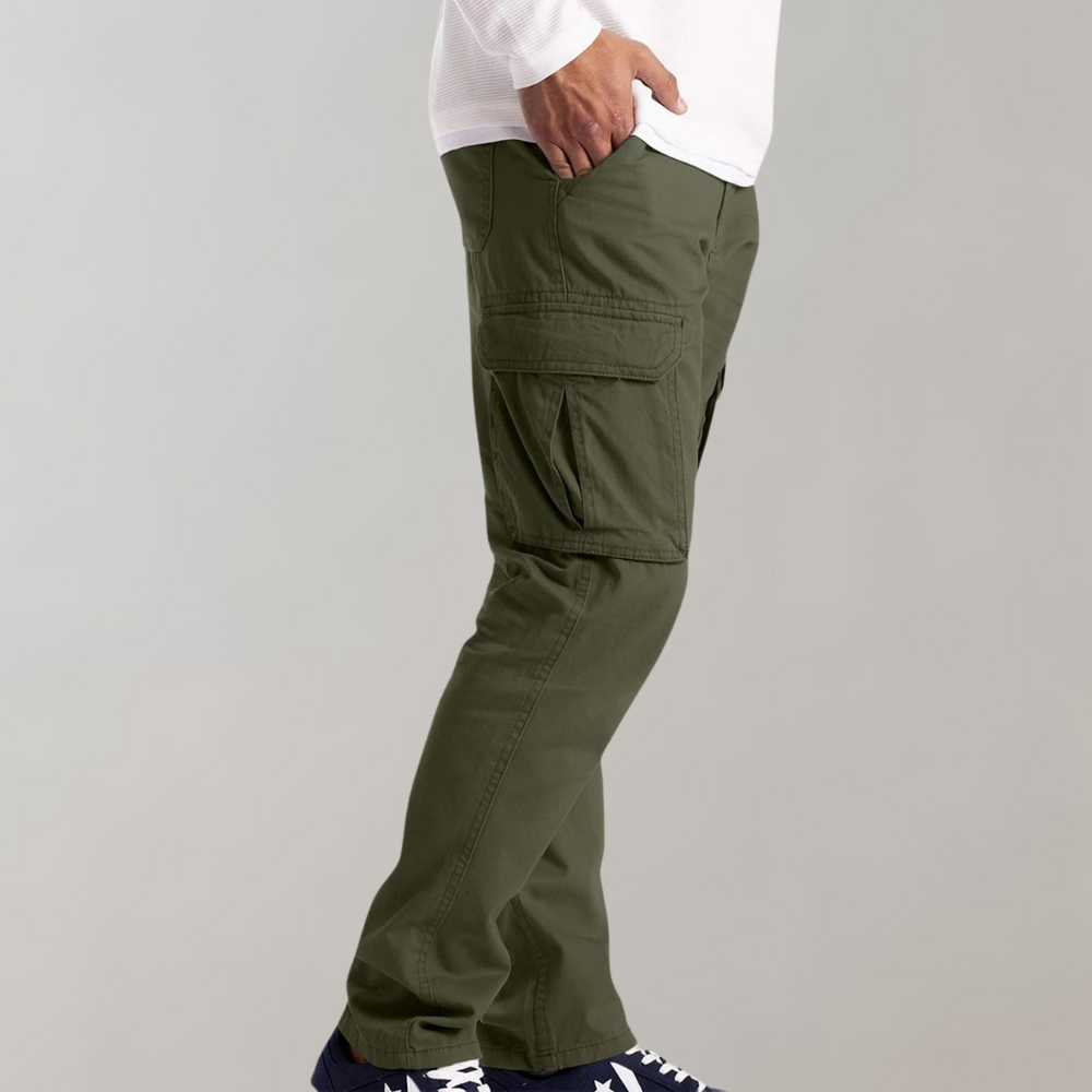 Men's Cargo Trousers Adjustable Waist Relaxed Fit Multi-Pocket Utility
