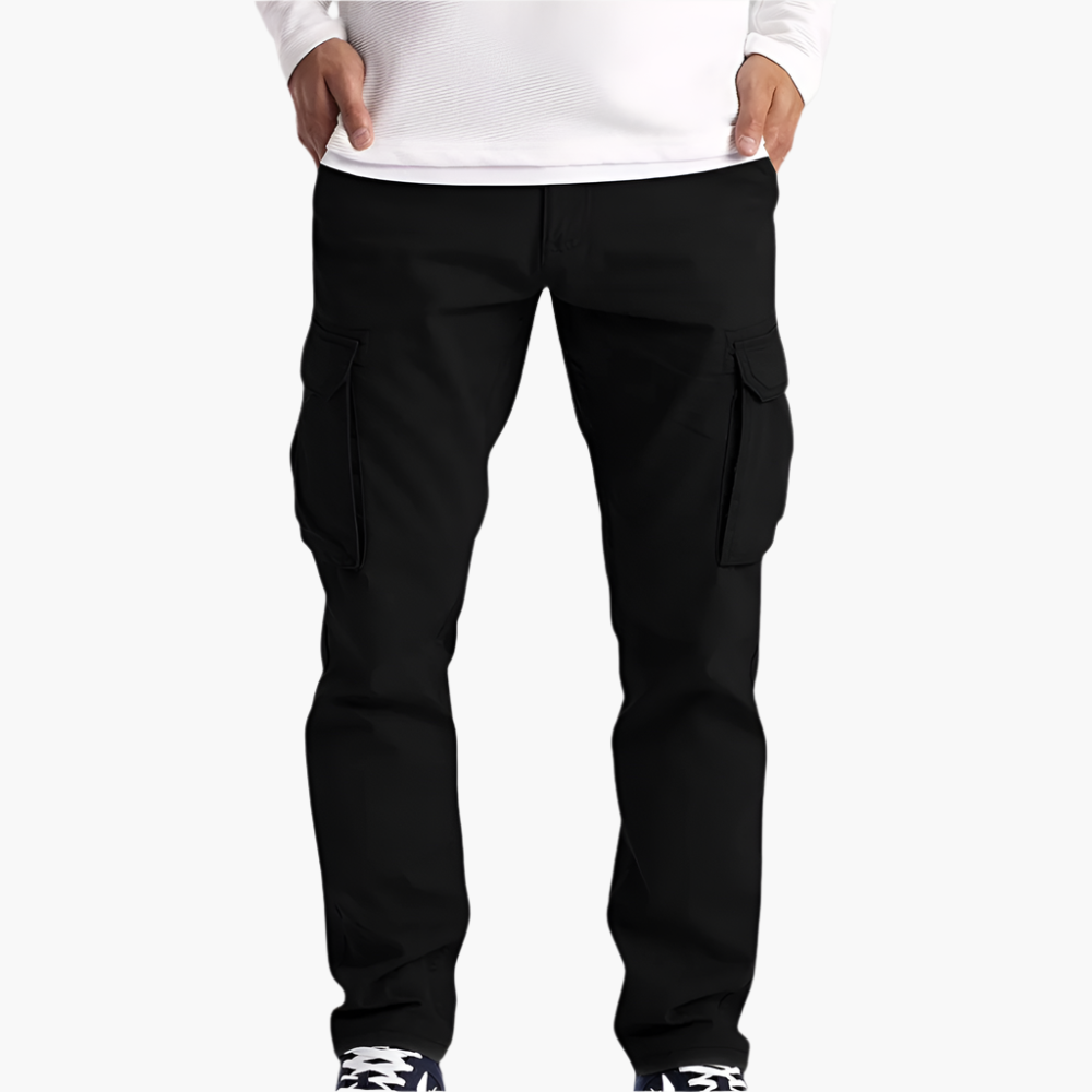 Men's Cargo Trousers Adjustable Waist Relaxed Fit Multi-Pocket Utility