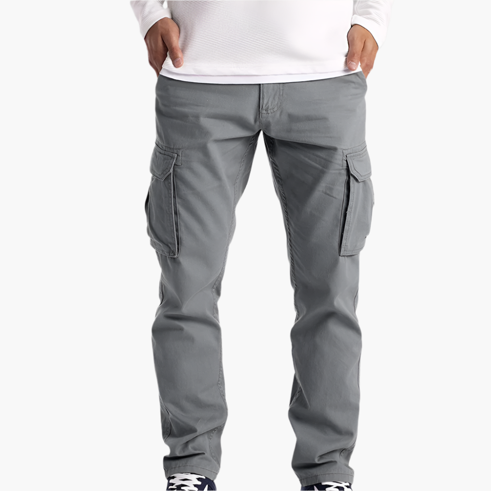 Men's Cargo Trousers Adjustable Waist Relaxed Fit Multi-Pocket Utility