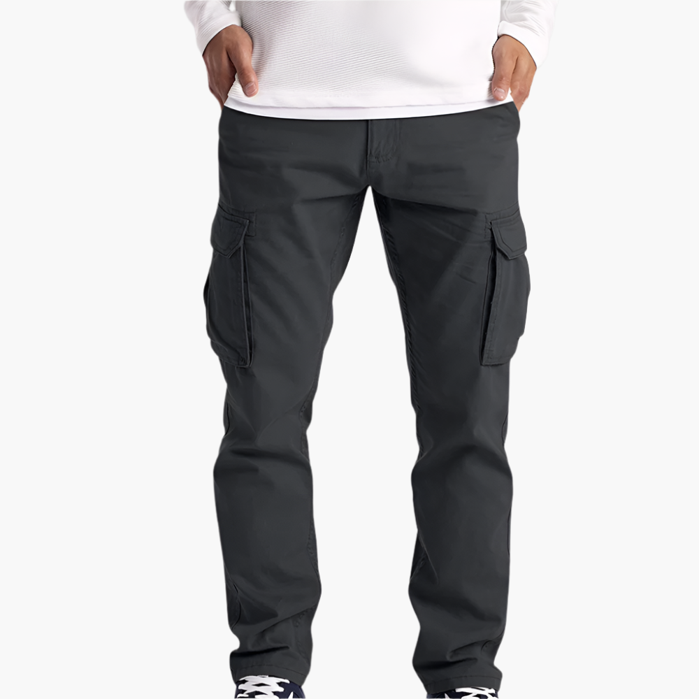 Men's Cargo Trousers Adjustable Waist Relaxed Fit Multi-Pocket Utility