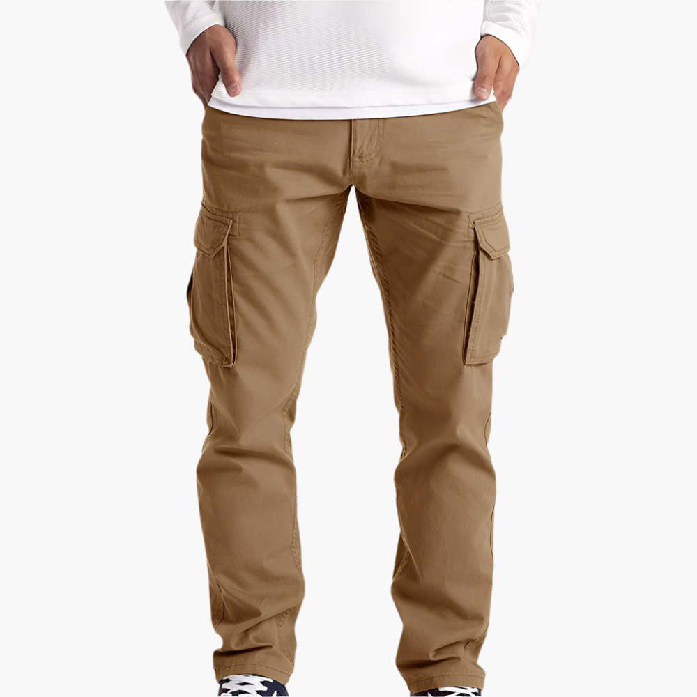 Men's Cargo Trousers Adjustable Waist Relaxed Fit Multi-Pocket Utility