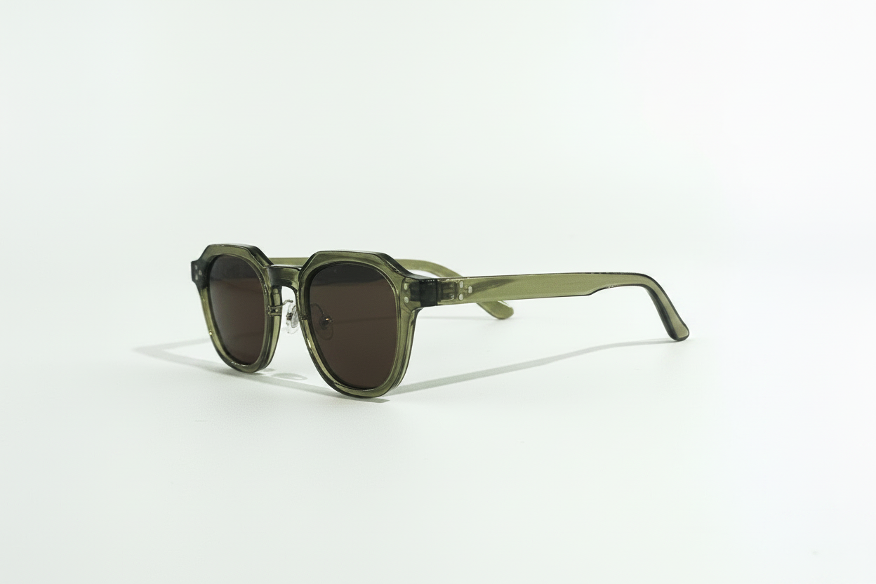 Men’s Stylish Olive Dusk Sunglasses | Trendy Brown Lens Panto Style