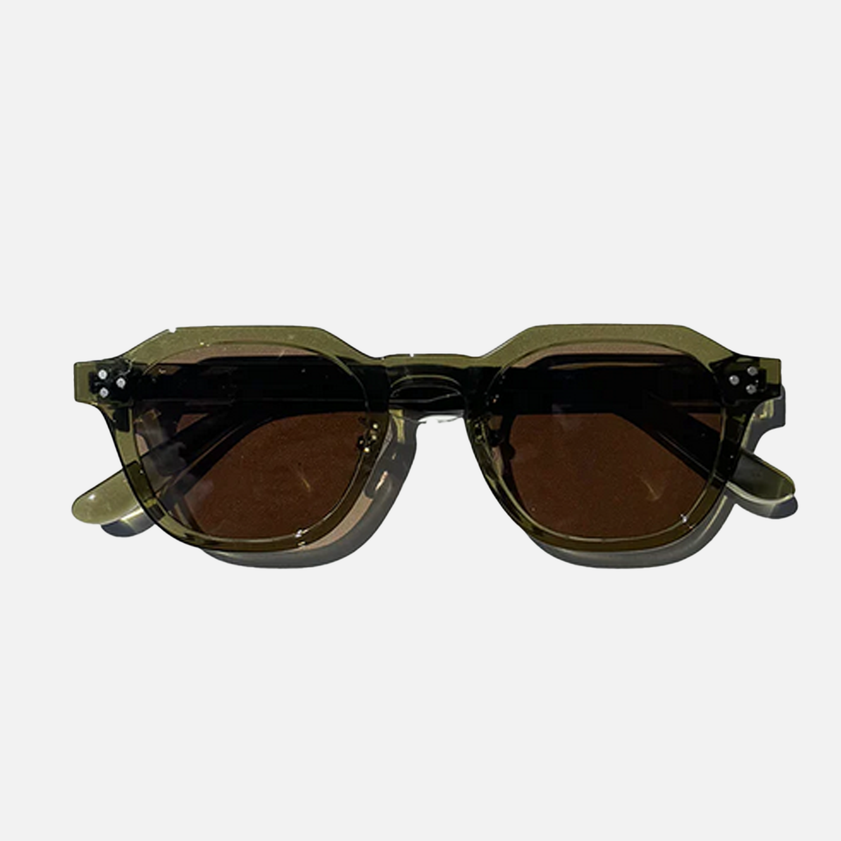 Men’s Stylish Olive Dusk Sunglasses | Trendy Brown Lens Panto Style