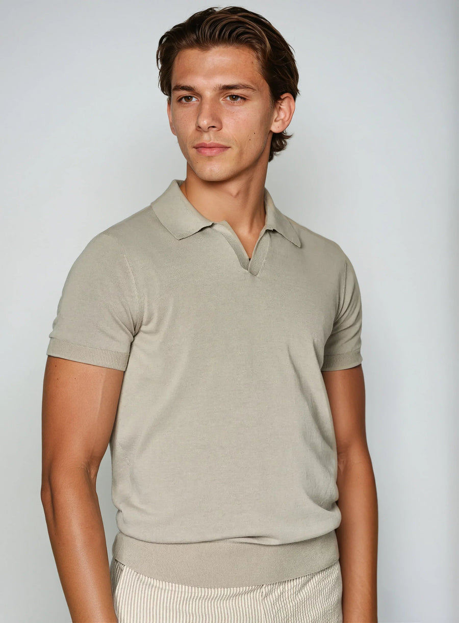 Men's Casual Polo Shirt Short-Sleeve Collared Buttonless Everyday Wear
