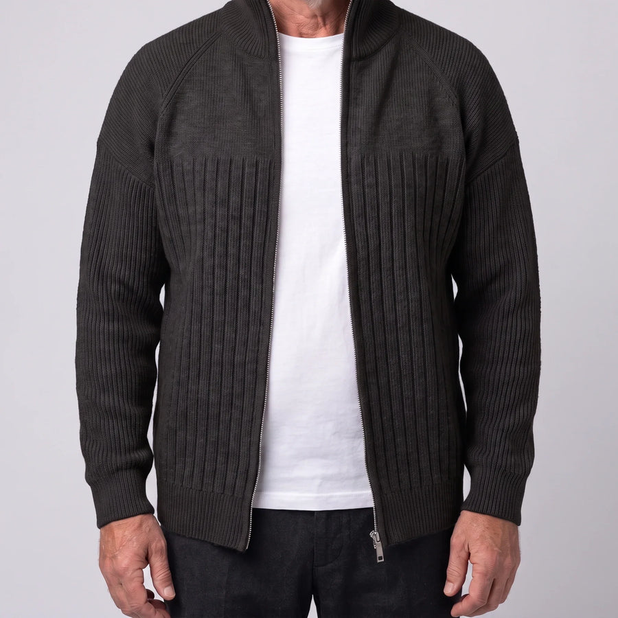 Men's Ribbed Knit Cardigan Open Front Long Sleeve Layering Casual