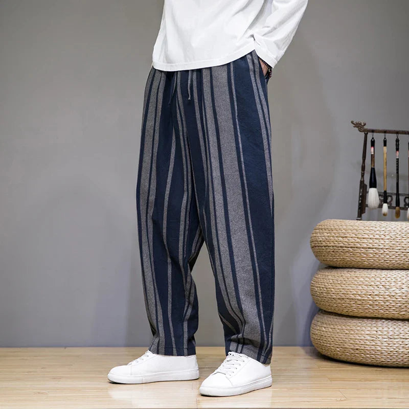 Men's Cropped Striped Trousers
