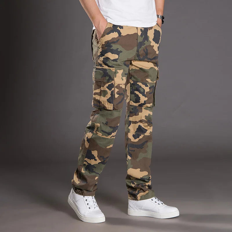 Men's Cargo Trousers Relaxed Fit Utility Pockets Versatile Casual Wear