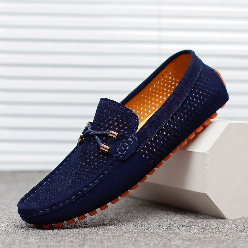 Men's Slip-On Loafers Classic Round Toe Moccasin Smart-Casual Office Everyday Leather Look Formal Sterling