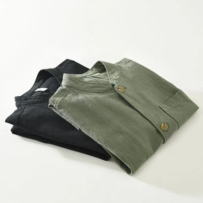 Men's Linen Shirt Collar Long Sleeve