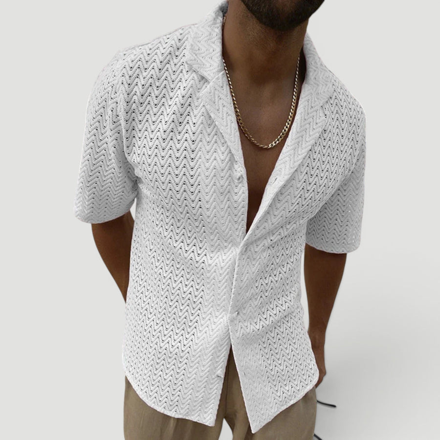 Men's Relaxed Fit Summer Shirt Short-Sleeve Collared Casual Beachwear