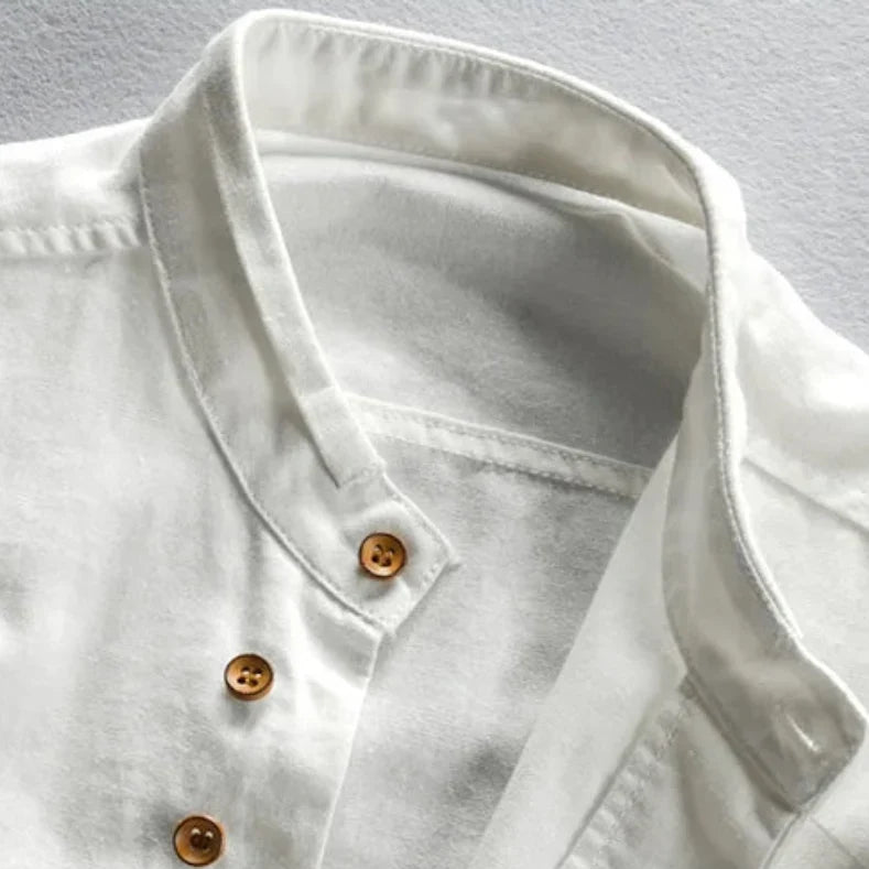 Men's Casual Stand Collar Shirt Relaxed Fit Long Sleeve Versatile Everyday