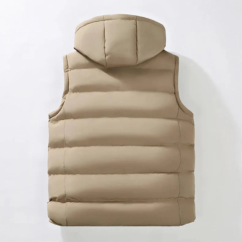 Men's Hooded Vest Insulated Zip-Up Casual Layering Outdoor Adventure