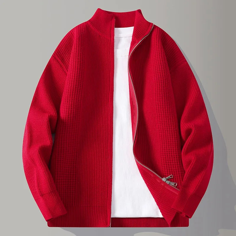 Men's Casual Waffle Knit Sweater Long Sleeve Crew Neck Relaxed Fit Everyday