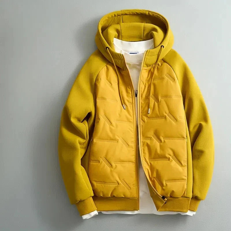 Men's Quilted Jacket Waterproof Design Full-Zip Closure Outdoor Casual