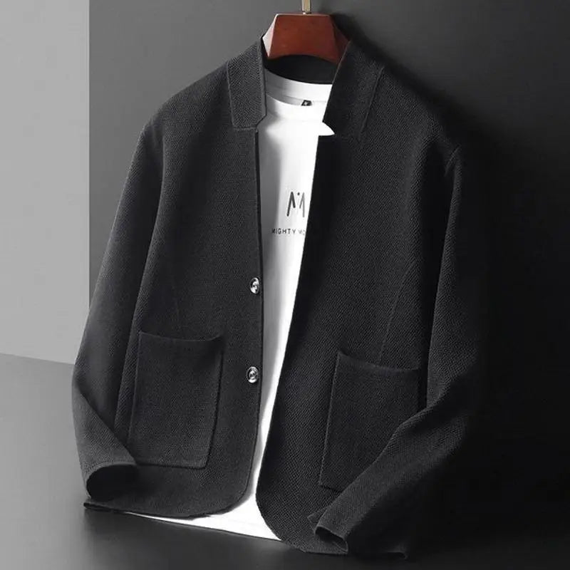 Men's Knit Cardigan Stand Collar Long Sleeve Casual Layering Everyday