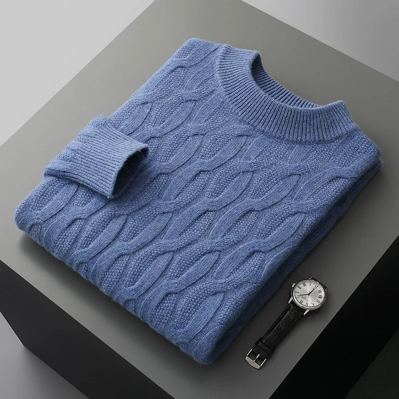 Men's Cable Knit Sweater Crew Neck Long Sleeve Casual Everyday Wear