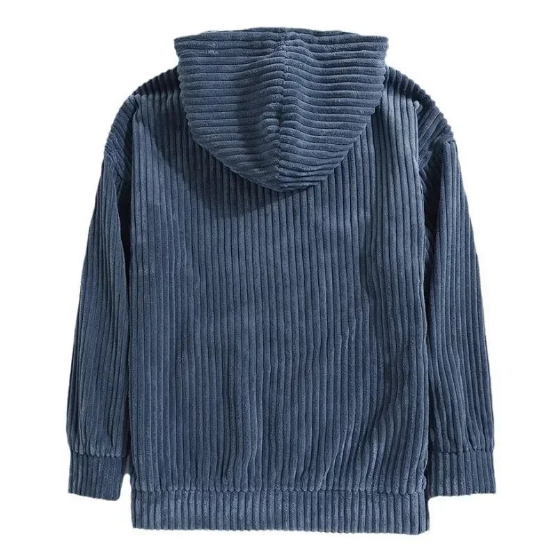 Men's Casual Corduroy Hoodie Relaxed Fit Long Sleeve Classic Everyday Wear