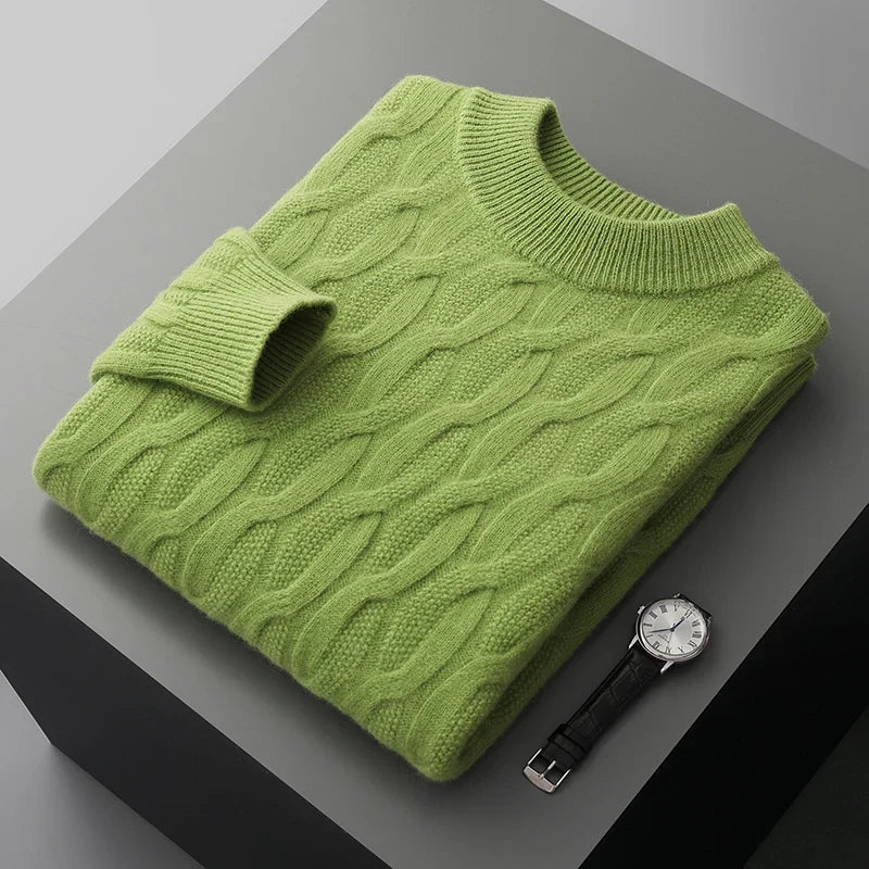 Men's Cable Knit Sweater Crew Neck Long Sleeve Casual Everyday Wear