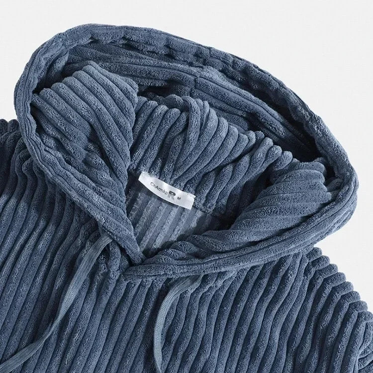 Men's Casual Corduroy Hoodie Relaxed Fit Long Sleeve Classic Everyday Wear