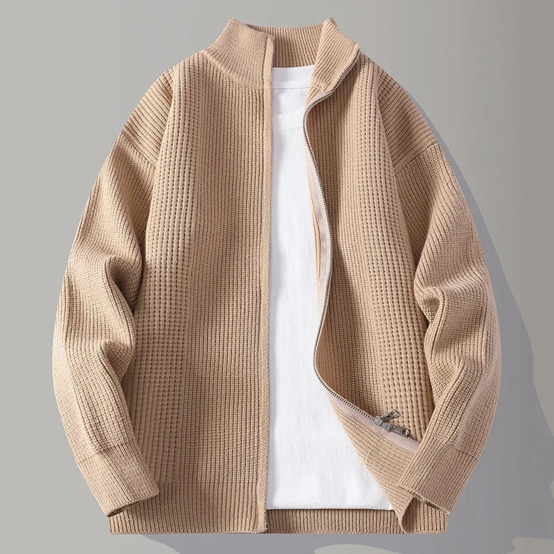 Men's Casual Waffle Knit Sweater Long Sleeve Crew Neck Relaxed Fit Everyday