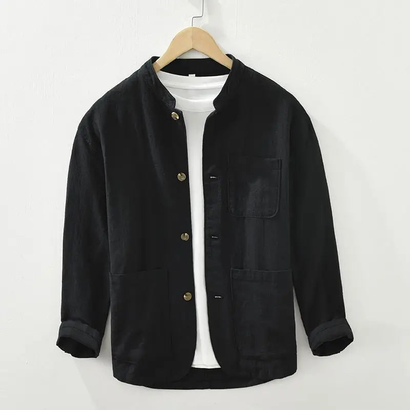 Men's Linen Shirt Collar Long Sleeve
