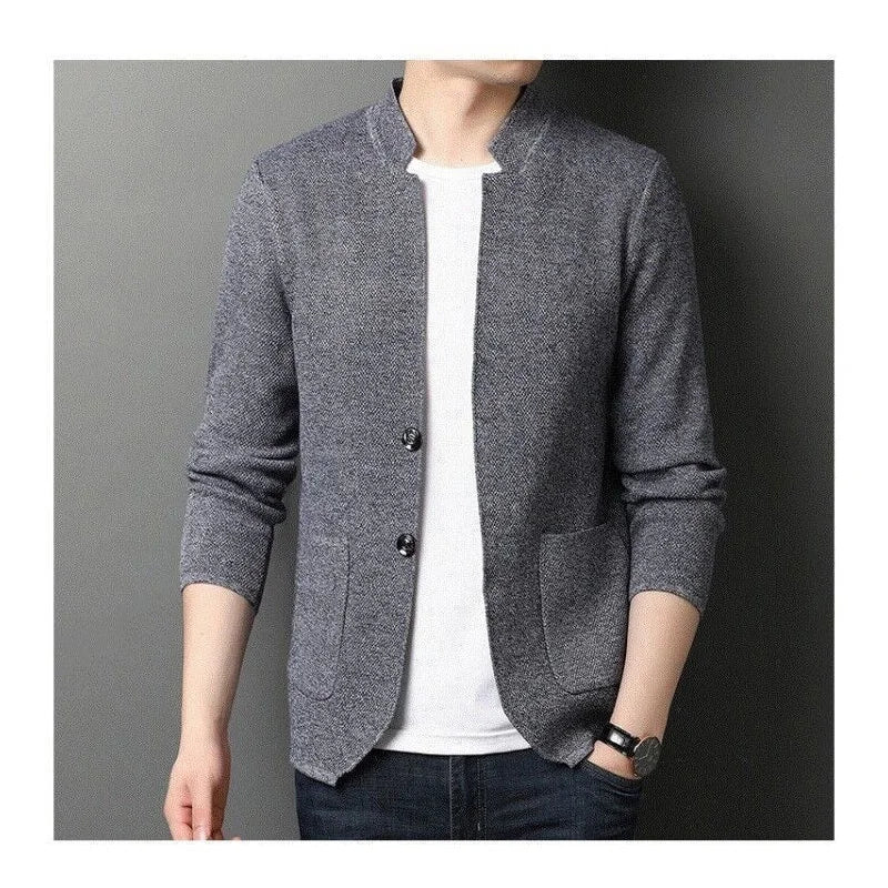 Men's Knit Cardigan Stand Collar Long Sleeve Casual Layering Everyday