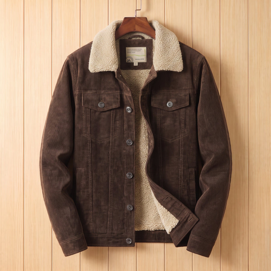 Men's Casual Sherpa Collar Coat Relaxed Fit Button Closure Everyday Layering