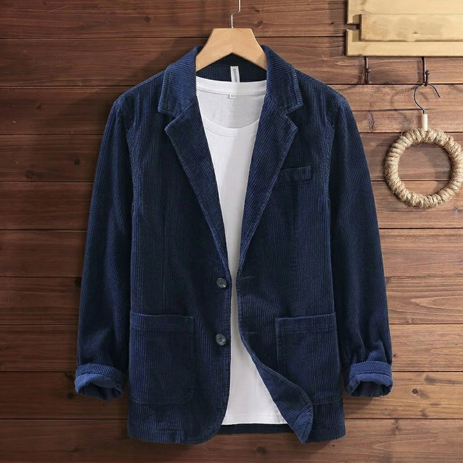Men's Blazer Soft Corduroy Casual Fit Single-Breasted Versatile Everyday Wear