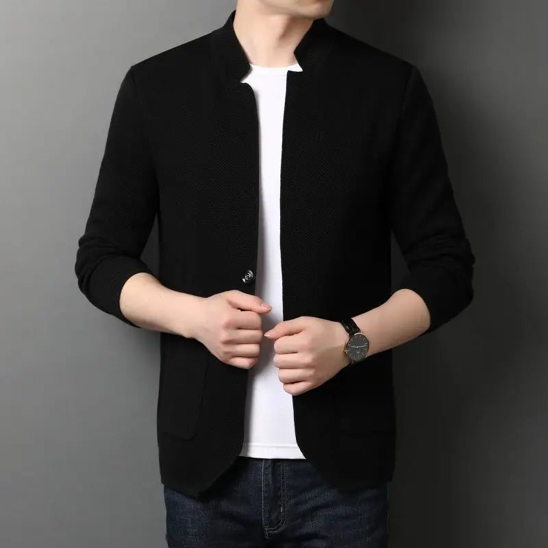 Men's Knit Cardigan Stand Collar Long Sleeve Casual Layering Everyday